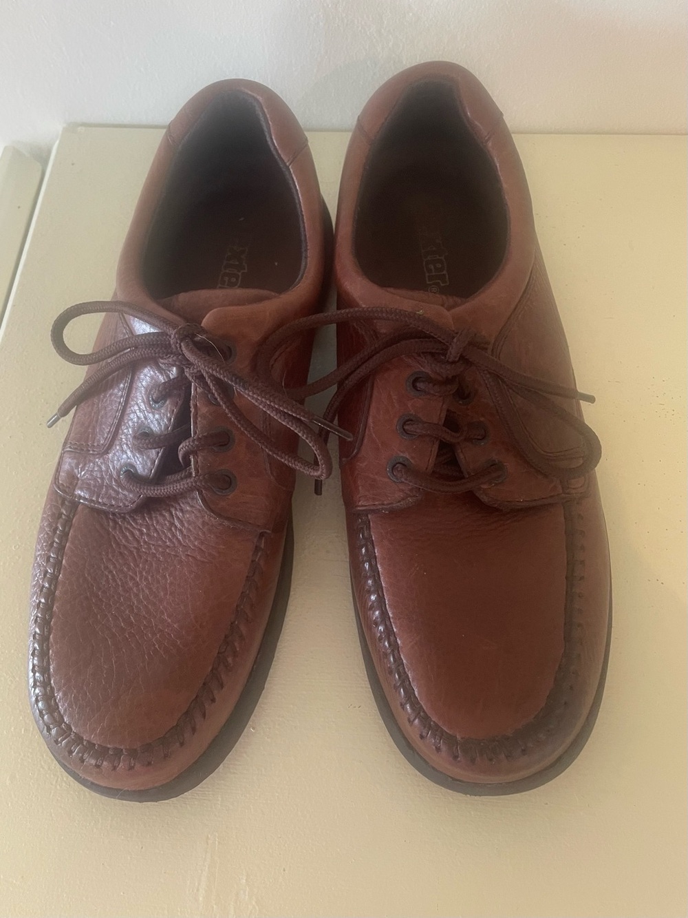 Dexter Brown Pebbled Leather Oxford Shoes Lace Up Rubber Soles 12M Vintage